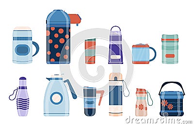 Realistic thermos drink. Vector Illustration